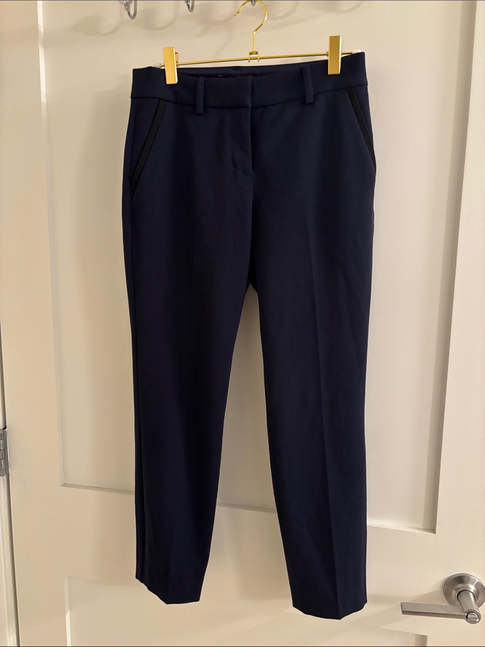 Express Women's Navy Columnist Stretch Mid Rise Ankle Trousers